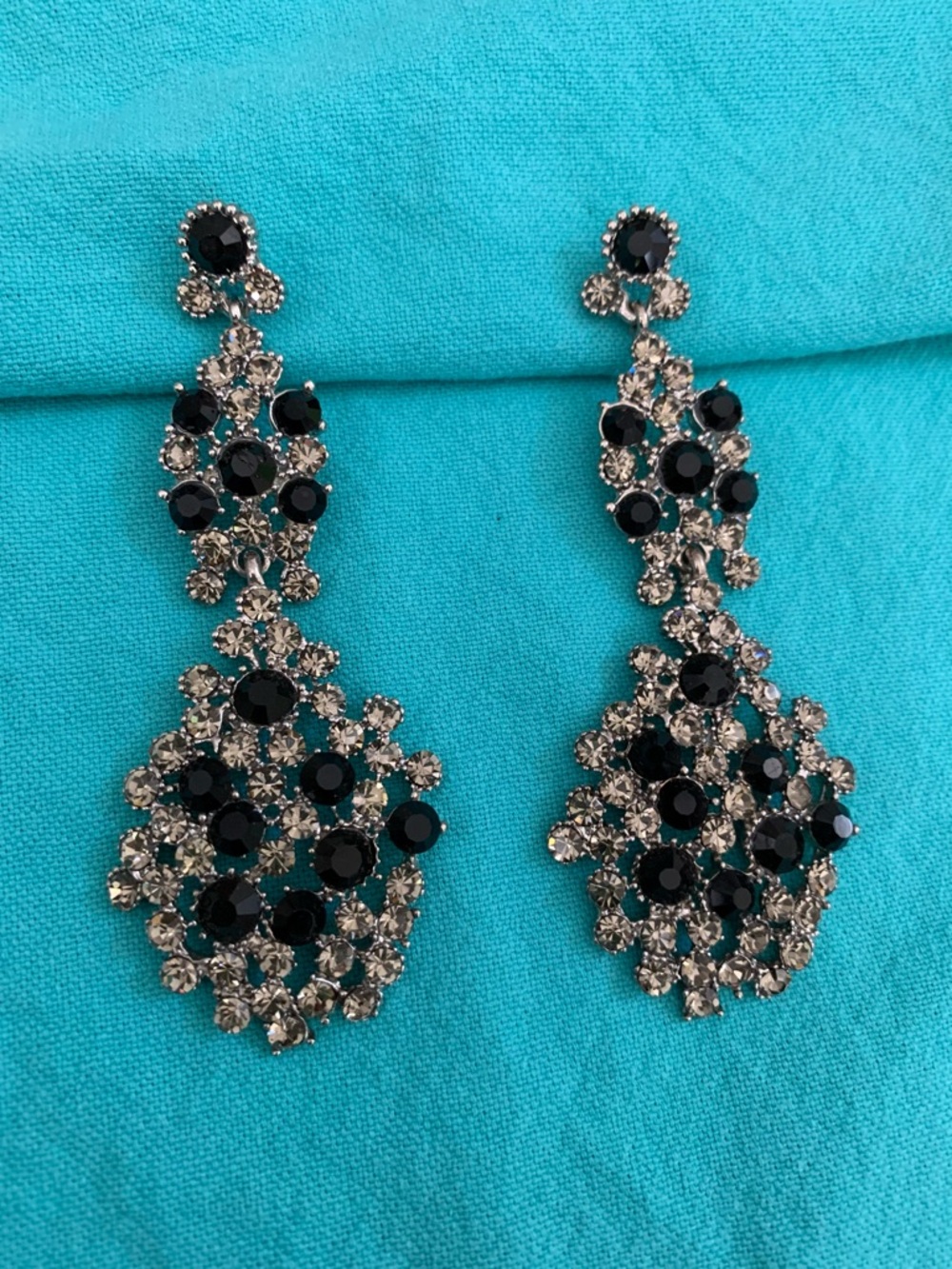 Black Crystal Drop Rhinestone Earrings